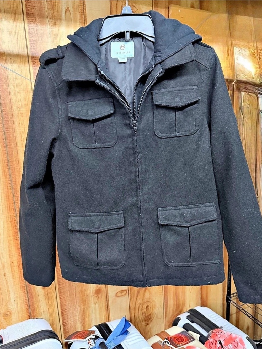 Class Club Girls Size 14/16 Black Hooded Jacket Like New